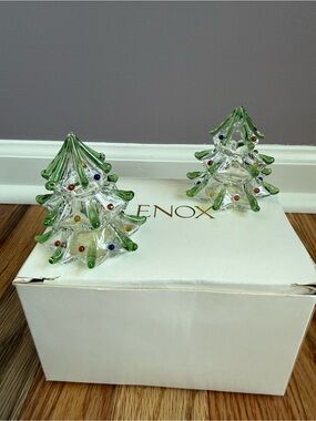 Lenox Lead Crystal Christmas Tree Pair Small Salt & Pepper